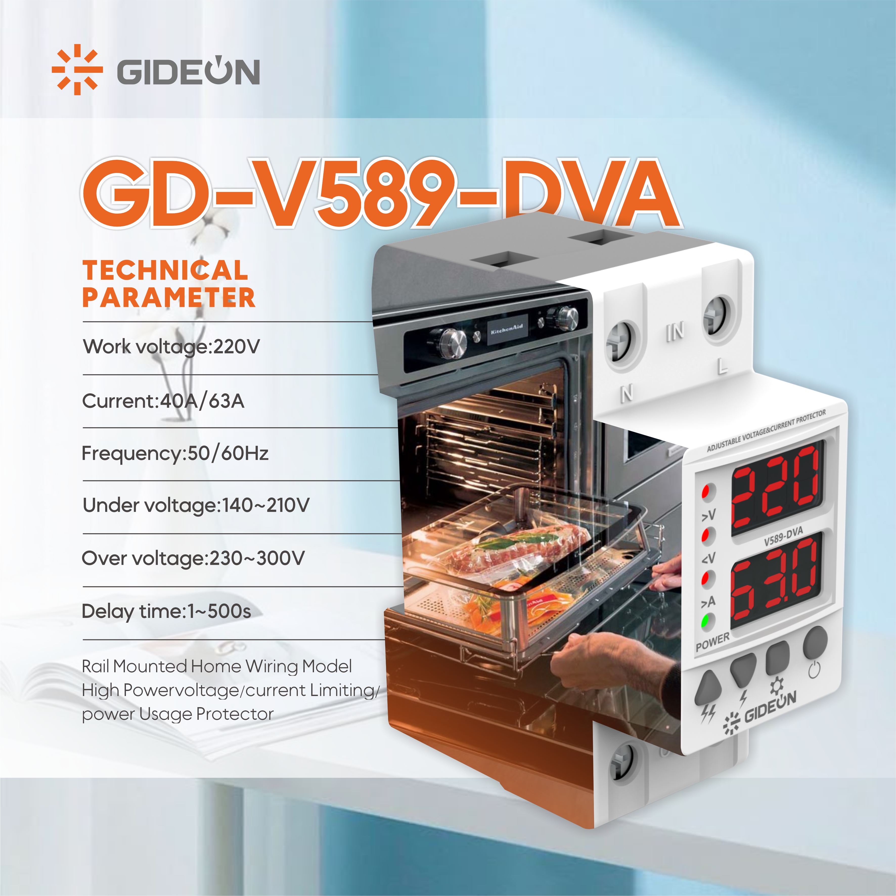 Обновление безопасности электроэнергии вашего дома с помощью GD-V589-DVA мощного напряжения, установленного на железной дороге и защитника тока